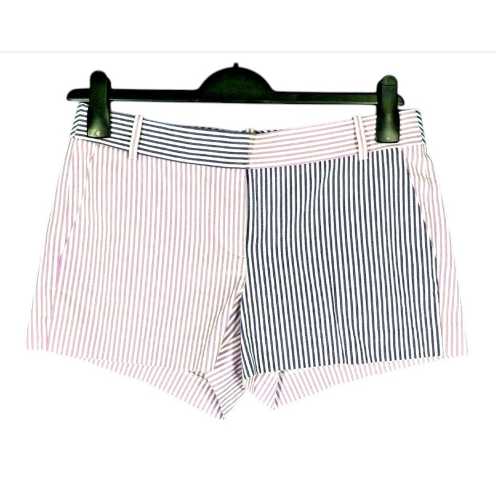 J. CREW Casual COLORBLOCK SEERSUCKER Two-Tone Purple STRIPED Chino Shorts Sz 6